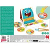 A game box with game pieces laid out around it, showing a monster and pizza-making elements. Podgląd zdjęcia produktu