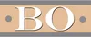 A decorative banner with the letters 'BO' and two grey dots, set against a light beige background with grey borders. Náhled obrázku produktu