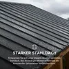 A close-up of a dark metal roof with raindrops, with text overlay. Náhled obrázku produktu