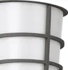 A close-up view of an outdoor wall lamp with a dark metal frame and frosted white glass panels. Produktbild-Vorschau