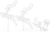 Three illuminated Christmas decorations: two reindeer and a sleigh, on a white background. Produktbild-Vorschau