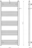 Technical drawing of a radiator with dimensions. Náhled obrázku produktu