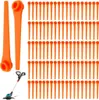 A collection of orange plastic trimmer blades and a grass trimmer. Produktbild-Vorschau