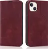 A burgundy iPhone case is shown from the front and back. Produktbild-Vorschau