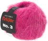 A ball of pink yarn with silver threads, with a black label attached. Produktbild-Vorschau