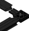 A close-up, 3D rendered view of a black frame for a projection screen, showing how two pieces connect with a corner bracket and a ball joint. Produktbild-Vorschau