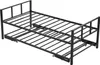 A black metal twin-size daybed with a pull-out trundle bed underneath, shown from a diagonal angle. Voir les images du produit