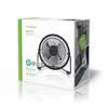 A product box for a mini fan, showing the fan on the front and a lifestyle image on the side. Produktbild-Vorschau