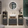 A modern bathroom with a sink, vanity units, and a mirror. Náhled obrázku produktu