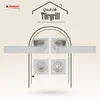 A product advertisement for door handles and bathroom sets, showcasing different components. Produktbild-Vorschau