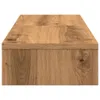 A close-up, side view of a wooden monitor stand. Podgląd zdjęcia produktu