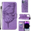 iPhone 15 Pro Max Hülle, Schmetterling Prägung Flip Leder Produktbild-Vorschau 1