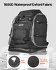 A black ski boot backpack is shown with water droplets on it, suggesting it is waterproof. Two circular insets at the bottom highlight 'Vent Holes' and a 'Non-slip & Waterproof Bottom'. Anteprima dell’immagine prodotto
