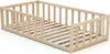 A wooden baby bed frame with slatted base and side barriers, shown from a slightly elevated angle against a white background. Voir les images du produit