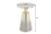 A gold and silver brushed metal side table with dimensions indicated. Produktbild-Vorschau