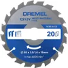 A close-up of a Dremel circular saw blade with product information printed on it. Produktbild-Vorschau