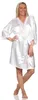 Damen Morgenmantel kurzer Kimono Satin mit Spitze;  Ecru/L Produktbild-Vorschau 2
