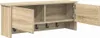 A wall-mounted cabinet with two doors and three hooks underneath, shown open against a white background. Voir les images du produit