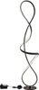 A modern black floor lamp with a swirling design and LED lights. Produktbild-Vorschau