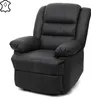 A black leather recliner chair is shown against a white background. Podgląd zdjęcia produktu