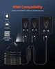 Diagram showing the wide compatibility of an endoscope camera with different mobile devices and connection types. Produktbild-Vorschau