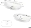 Technical drawings and dimensions of a white ceramic washbasin. Produktbild-Vorschau