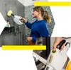 A collage of images showing a woman cleaning a wall with a steam cleaner and a close-up of a hand holding a steam cleaner handle. Voir les images du produit