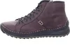 A side view of a burgundy boot with black laces and a black sole. Produktbild-Vorschau