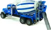 A blue and white cement mixer truck is shown from a side-angle on a white background. Podgląd zdjęcia produktu