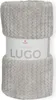 A rolled-up gray blanket with a white label around it. Náhled obrázku produktu