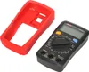 A digital multimeter and its red protective case are shown on a white background. Produktbild-Vorschau