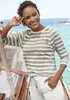 Elbsand 3/4-Arm-Shirt Celin creme-taupe gestreift Größe S Produktbild-Vorschau 3