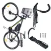 A bicycle mounted on a wall mount, with other wall mounts and screws shown separately. Náhled obrázku produktu