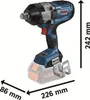 A cordless impact wrench with dimensions indicated by measurement lines and text. Voir les images du produit