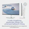A monitor is shown from the front and side, with a close-up of the speaker grille. Text describes its design and sound quality. Náhled obrázku produktu