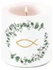 Kerze rund klein Communion Branches white - Fisch im Kranz Produktbild-Vorschau 2