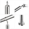 A collage of four close-up images showing different details of a stainless steel handrail system. Produktbild-Vorschau