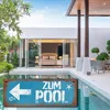 Zum Pool Pfeil links Metallschild L in 10,5x28cm in Produktbild-Vorschau 5