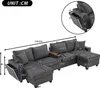 Merax 4-Sitzer Ecksofa U-förmiges, Cord-Sofa mit 2 Hockern, Produktbild-Vorschau 8