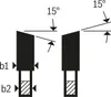 Diagrams showing angles and dimensions of saw blades. Produktbild-Vorschau