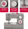 A collage showing a Singer Heavy Duty sewing machine with close-ups of its features and text descriptions. Anteprima dell’immagine prodotto