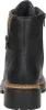 A back view of a black leather boot with a tan sole and a patterned accent. Voir les images du produit