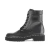 A single black leather boot shown from the side against a white background. Produktbild-Vorschau