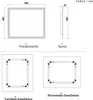 Diagrams showing the dimensions and installation options for a mirror. Produktbild-Vorschau