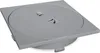 A square, light gray skimmer lid with concentric circles and a central opening mechanism. Produktbild-Vorschau