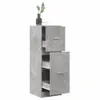 A tall, narrow cabinet with a concrete gray finish, standing against a white background. The top two doors are partially open, revealing shelves and drawers inside. Produktbild-Vorschau