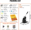 A packing list and size comparison for a button making machine kit, along with an image of the machine itself. Náhľad obrázku produktu