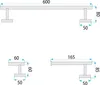 Diagrams showing dimensions of bathroom hooks. Produktbild-Vorschau