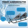 A winter scene with a double sled, featuring text callouts describing its features. Anteprima dell’immagine prodotto