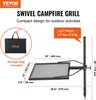 Diagram showing dimensions and features of a swivel campfire grill. Náhled obrázku produktu